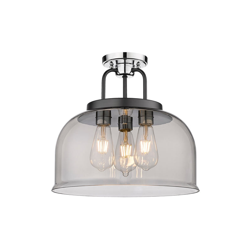 Innovations 239-3C-BPC-G239-15SM Three Light Flush Mount, Black Polished Chrome