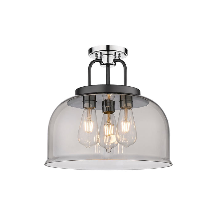 Innovations 239-3C-BPC-G239-15SM Three Light Flush Mount, Black Polished Chrome