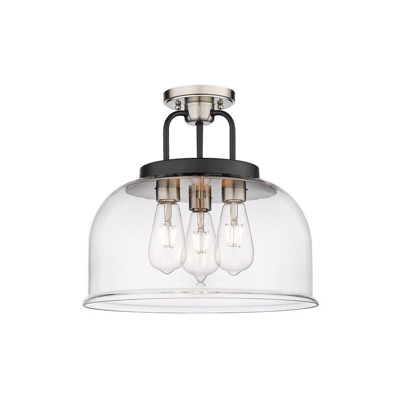 Innovations 239-3C-BSN-G239-15CL Three Light Flush Mount, Black Satin Nickel
