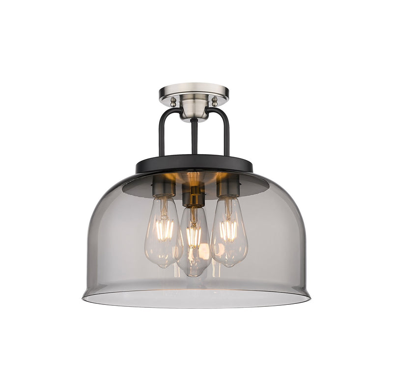 Innovations 239-3C-BSN-G239-15SM Three Light Flush Mount, Black Satin Nickel