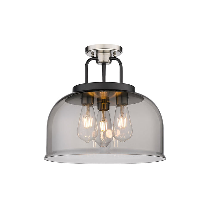 Innovations 239-3C-BSN-G239-15SM Three Light Flush Mount, Black Satin Nickel