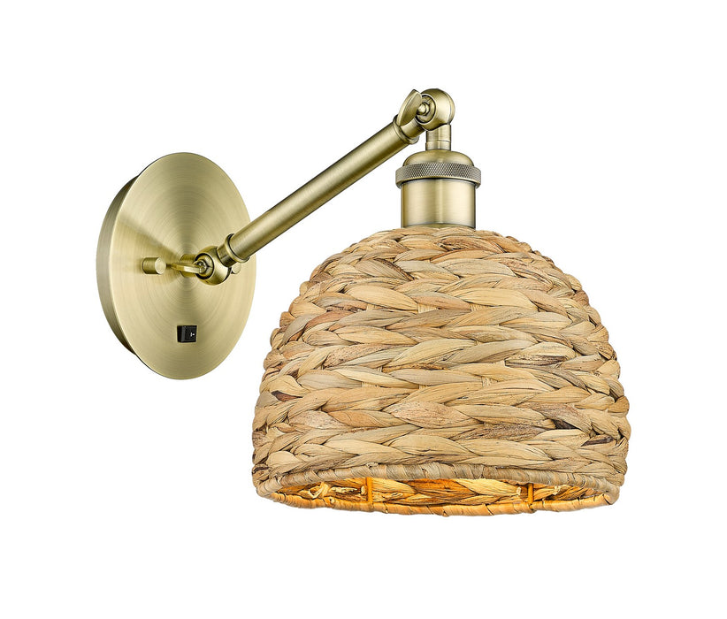 Innovations 317-1W-AB-RBD-8-NAT One Light Wall Sconce, Antique Brass