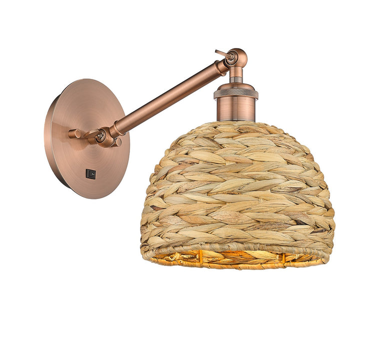 Innovations 317-1W-AC-RBD-8-NAT One Light Wall Sconce, Antique Copper