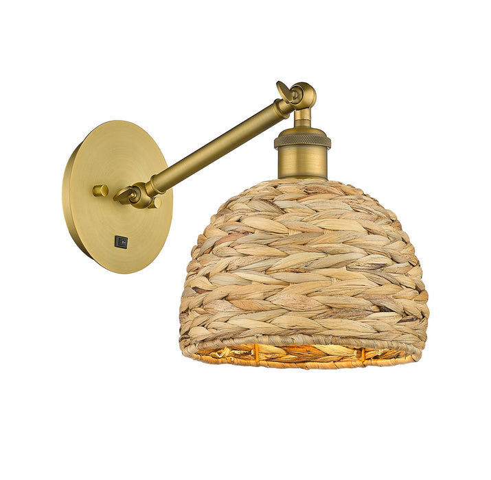 Innovations 317-1W-BB-RBD-8-NAT One Light Wall Sconce, Brushed Brass