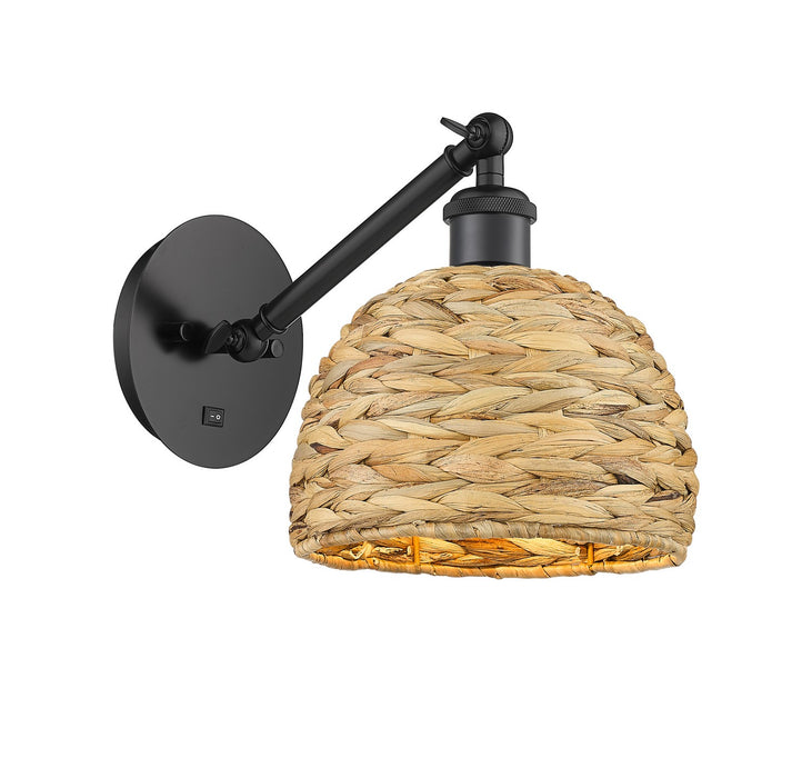 Innovations 317-1W-BK-RBD-8-NAT One Light Wall Sconce, Matte Black