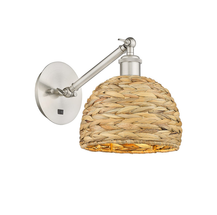 Innovations 317-1W-SN-RBD-8-NAT One Light Wall Sconce, Satin Nickel