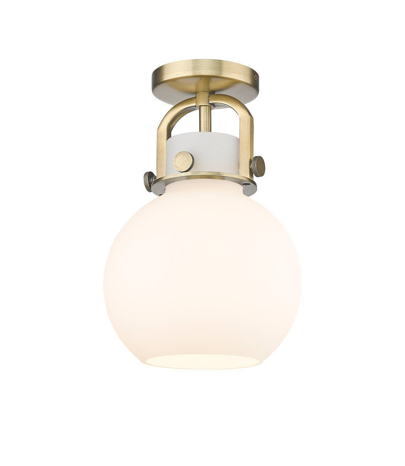 Innovations 410-1F-BB-G410-8WH One Light Flush Mount, Brushed Brass