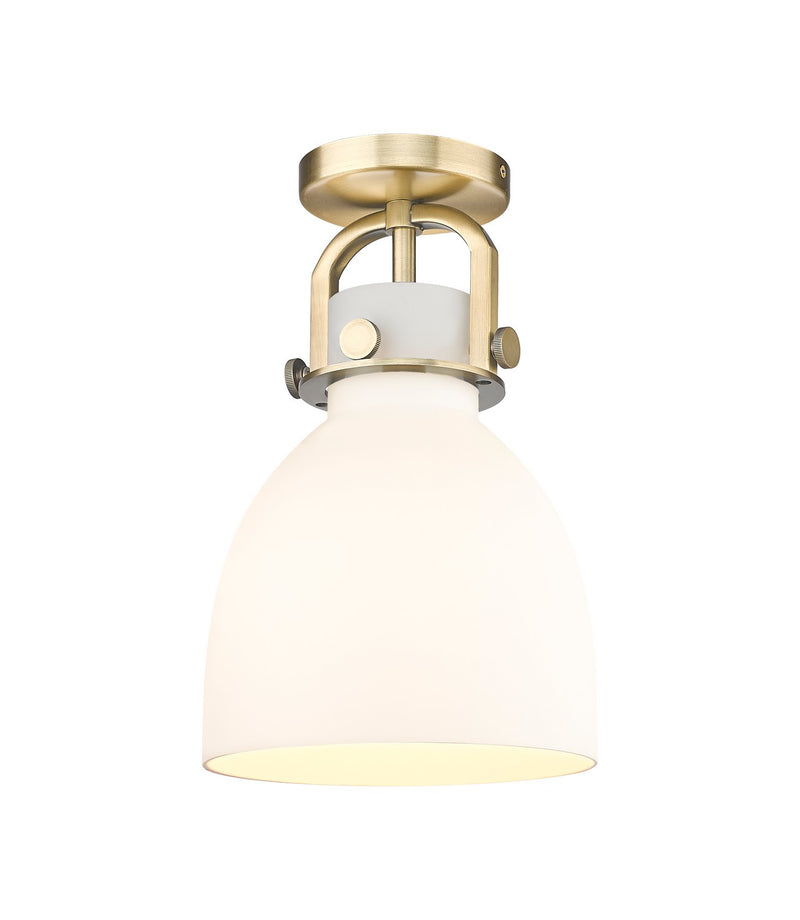 Innovations 410-1F-BB-G412-8WH One Light Flush Mount, Brushed Brass