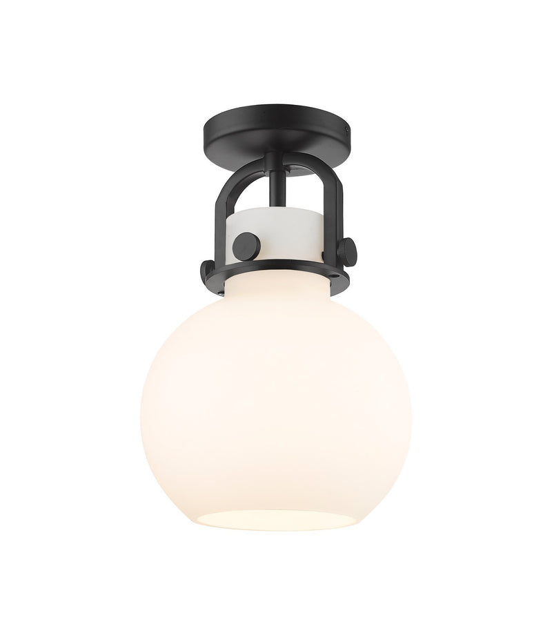 Innovations 410-1F-BK-G410-8WH One Light Flush Mount, Matte Black