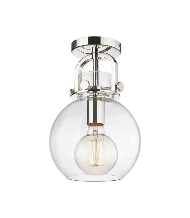 Innovations 410-1F-PN-G410-8CL One Light Flush Mount, Polished Nickel