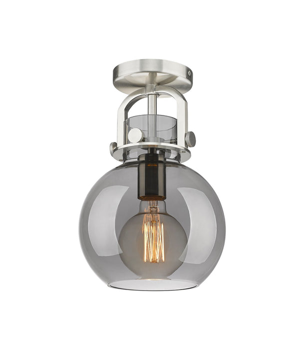 Innovations 410-1F-SN-G410-8SM One Light Flush Mount, Satin Nickel
