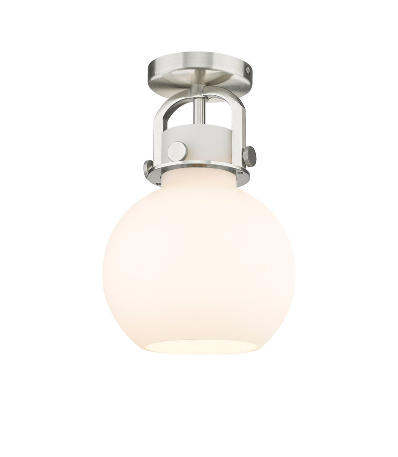 Innovations 410-1F-SN-G410-8WH One Light Flush Mount, Satin Nickel