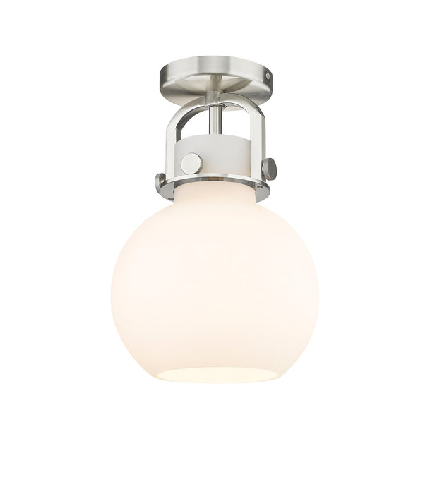 Innovations 410-1F-SN-G410-8WH One Light Flush Mount, Satin Nickel