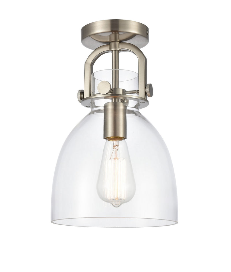 Innovations 410-1F-SN-G412-8CL One Light Flush Mount, Satin Nickel