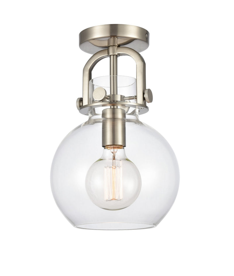 Innovations 410-1F-SN-G410-8CL One Light Flush Mount, Satin Nickel