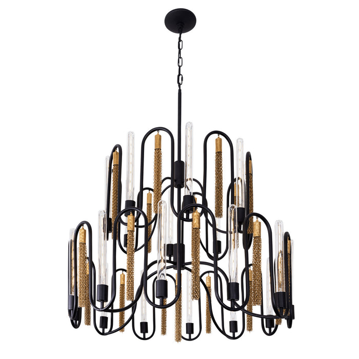 Varaluz 354P20MBAG 20 Light Chandelier, Matte Black/Antique Gold