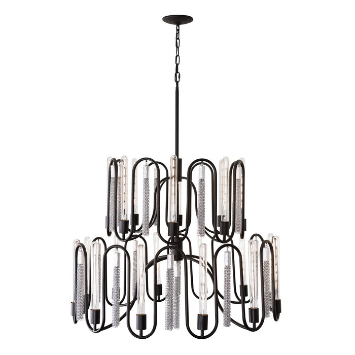 Varaluz 354P20MBCH 20 Light Chandelier, Matte Black/Painted Chrome