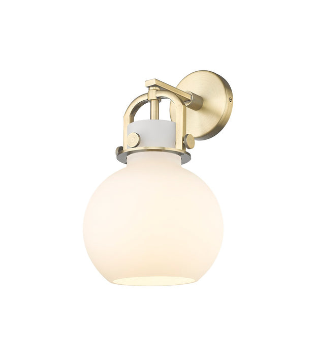 Innovations 410-1W-BB-G410-8WH One Light Wall Sconce, Brushed Brass