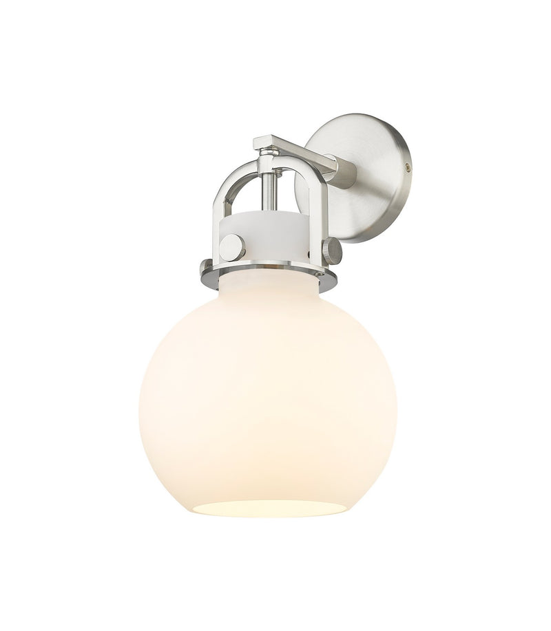 Innovations 410-1W-SN-G410-8WH One Light Wall Sconce, Brushed Satin Nickel