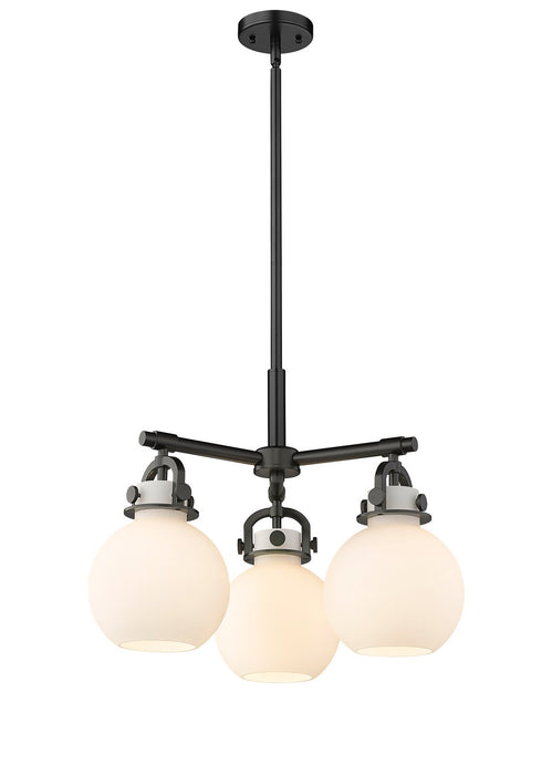 Innovations 410-3CR-BK-G410-7WH Three Light Pendant, Matte Black
