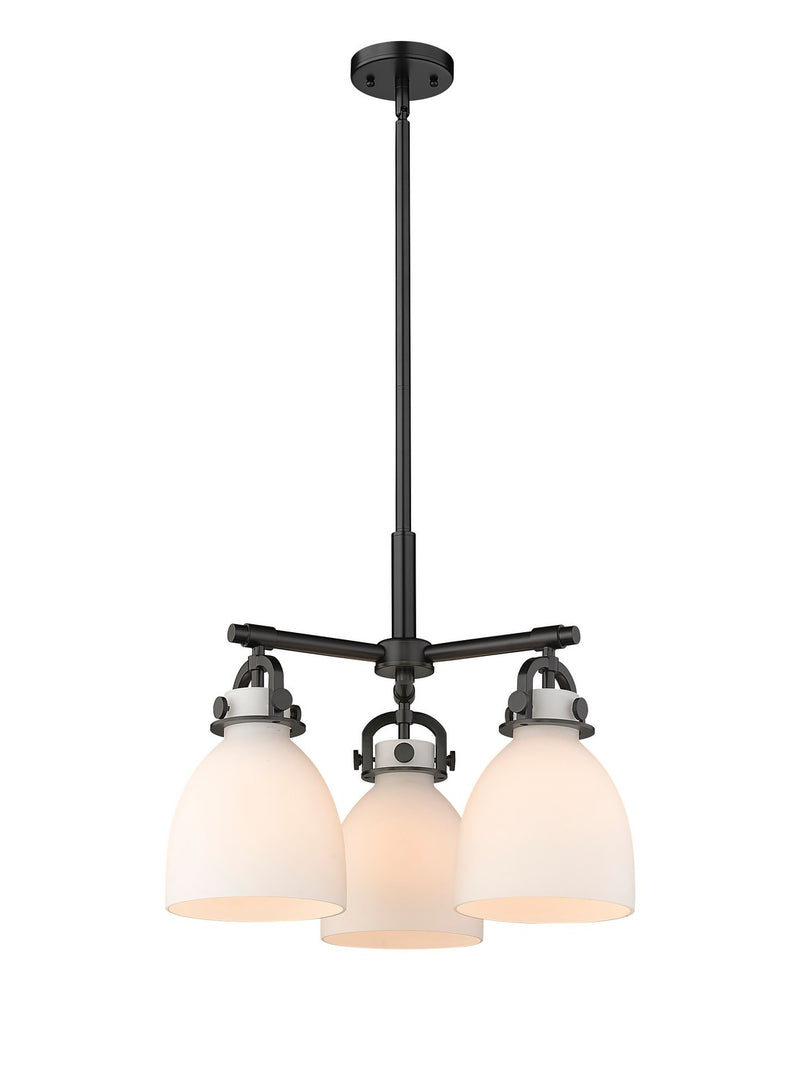 Innovations 410-3CR-BK-G412-7WH Three Light Pendant, Matte Black