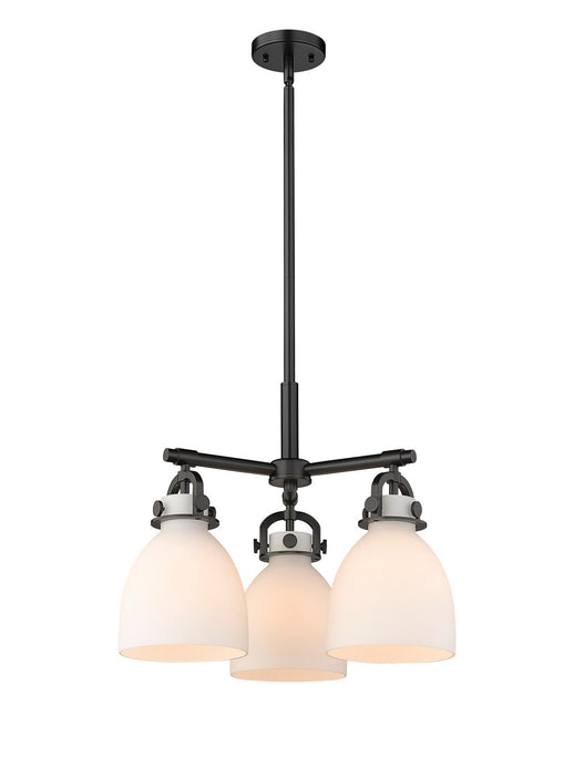 Innovations 410-3CR-BK-G412-7WH Three Light Pendant, Matte Black