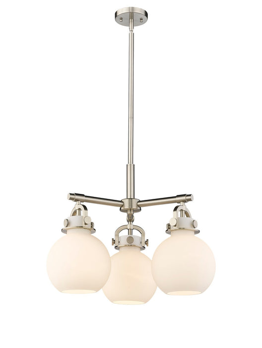 Innovations 410-3CR-SN-G410-7WH Three Light Pendant, Satin Nickel