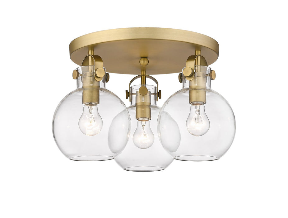 Innovations 410-3F-BB-G410-7CL Three Light Flush Mount, Brushed Brass