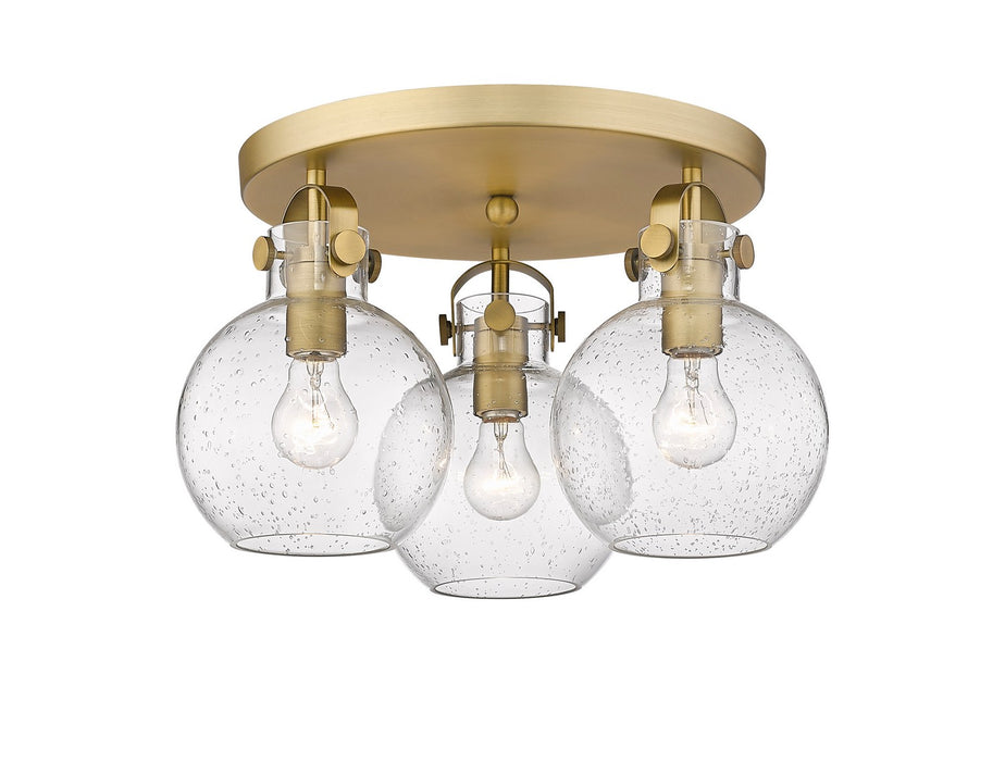 Innovations 410-3F-BB-G410-7SDY Three Light Flush Mount, Brushed Brass