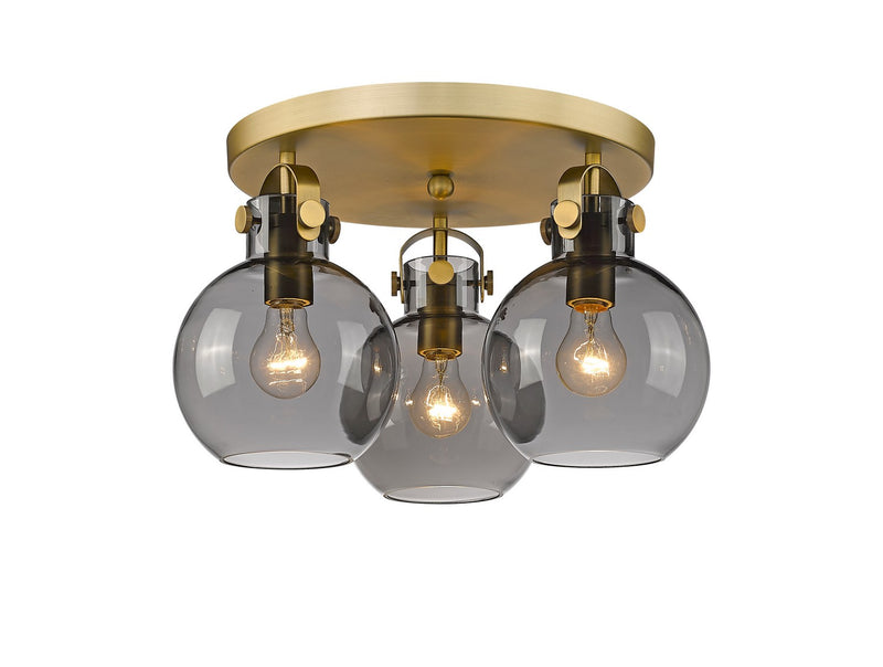 Innovations 410-3F-BB-G410-7SM Three Light Flush Mount, Brushed Brass