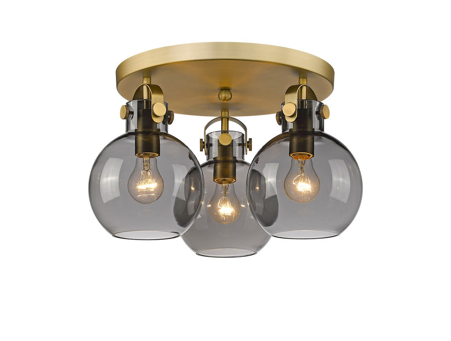 Innovations 410-3F-BB-G410-7SM Three Light Flush Mount, Brushed Brass