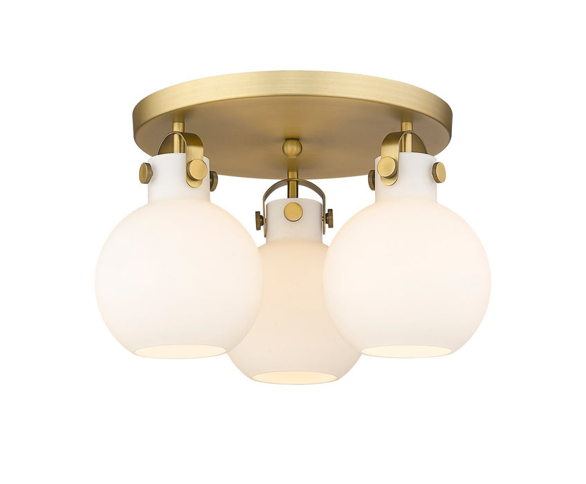 Innovations 410-3F-BB-G410-7WH Three Light Flush Mount, Brushed Brass