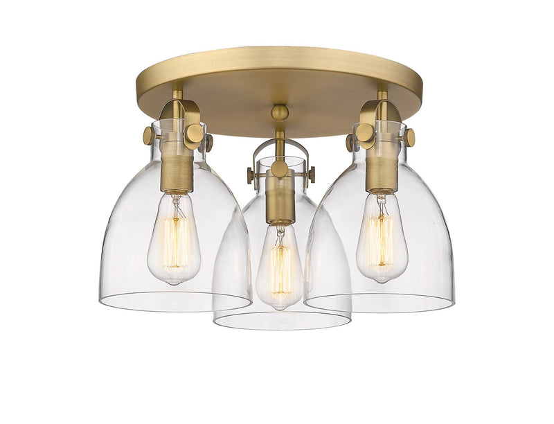 Innovations 410-3F-BB-G412-7CL Three Light Flush Mount, Brushed Brass