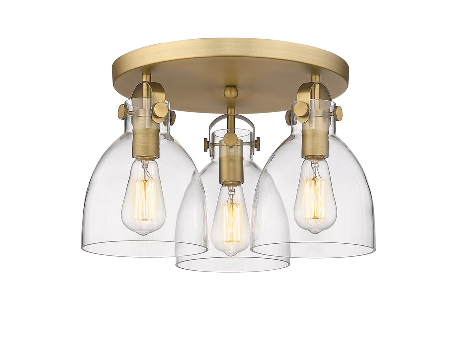 Innovations 410-3F-BB-G412-7CL Three Light Flush Mount, Brushed Brass