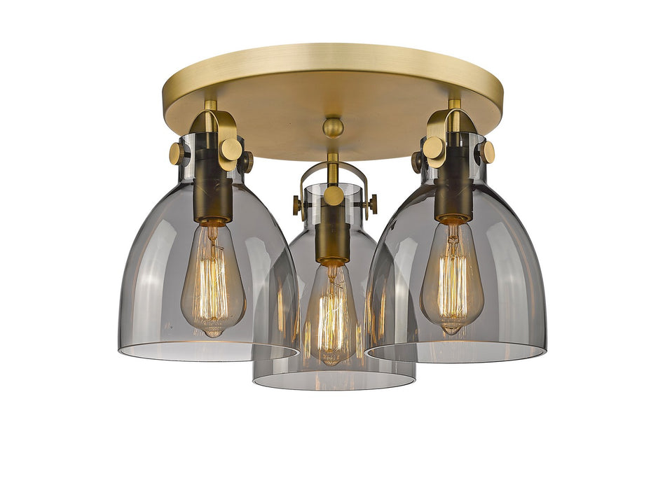 Innovations 410-3F-BB-G412-7SM Three Light Flush Mount, Brushed Brass