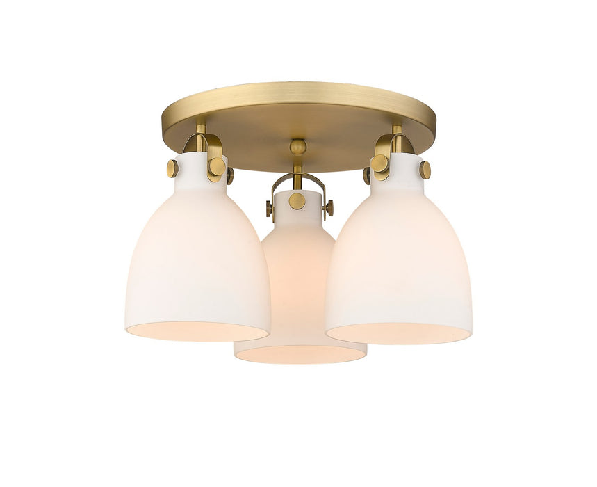 Innovations 410-3F-BB-G412-7WH Three Light Flush Mount, Brushed Brass