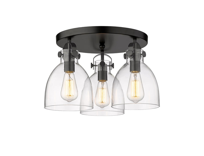 Innovations 410-3F-BK-G412-7CL Three Light Flush Mount, Matte Black