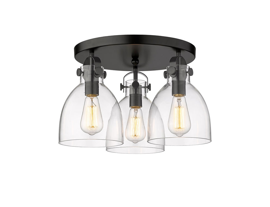Innovations 410-3F-BK-G412-7CL Three Light Flush Mount, Matte Black