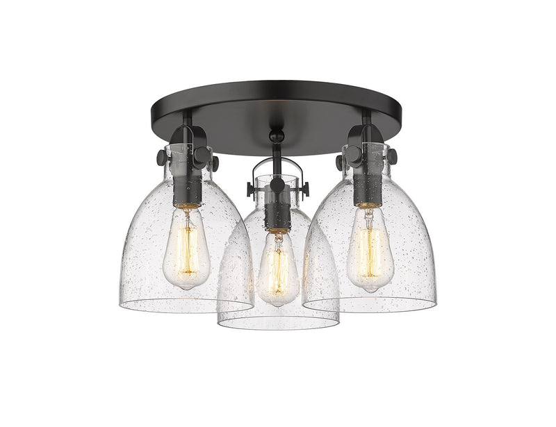 Innovations 410-3F-BK-G412-7SDY Three Light Flush Mount, Matte Black