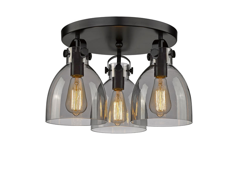 Innovations 410-3F-BK-G412-7SM Three Light Flush Mount, Matte Black