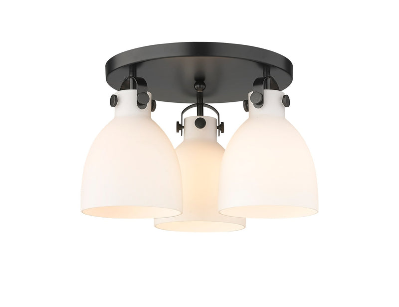 Innovations 410-3F-BK-G412-7WH Three Light Flush Mount, Matte Black