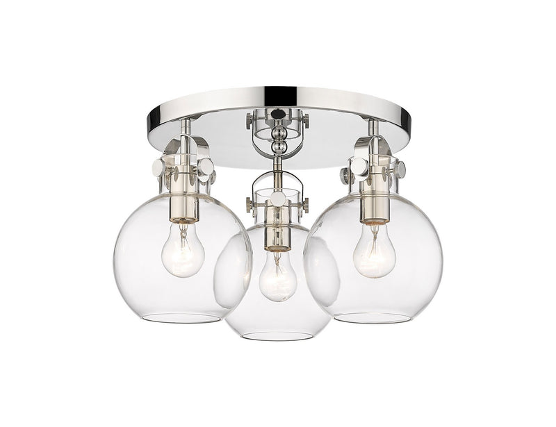 Innovations 410-3F-PN-G410-7CL Three Light Flush Mount, Polished Nickel