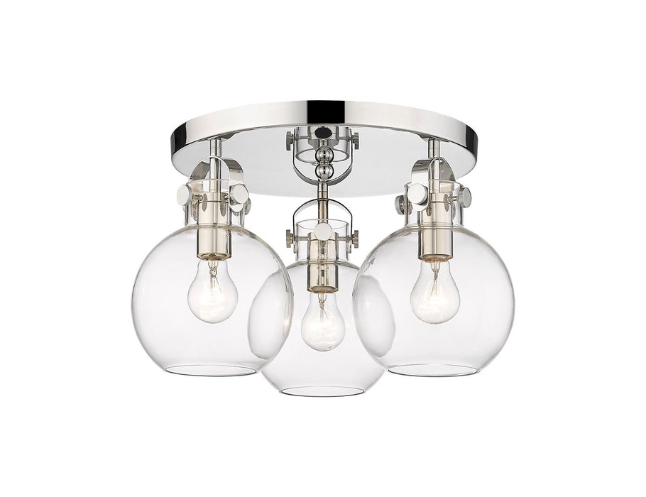 Innovations 410-3F-PN-G410-7CL Three Light Flush Mount, Polished Nickel