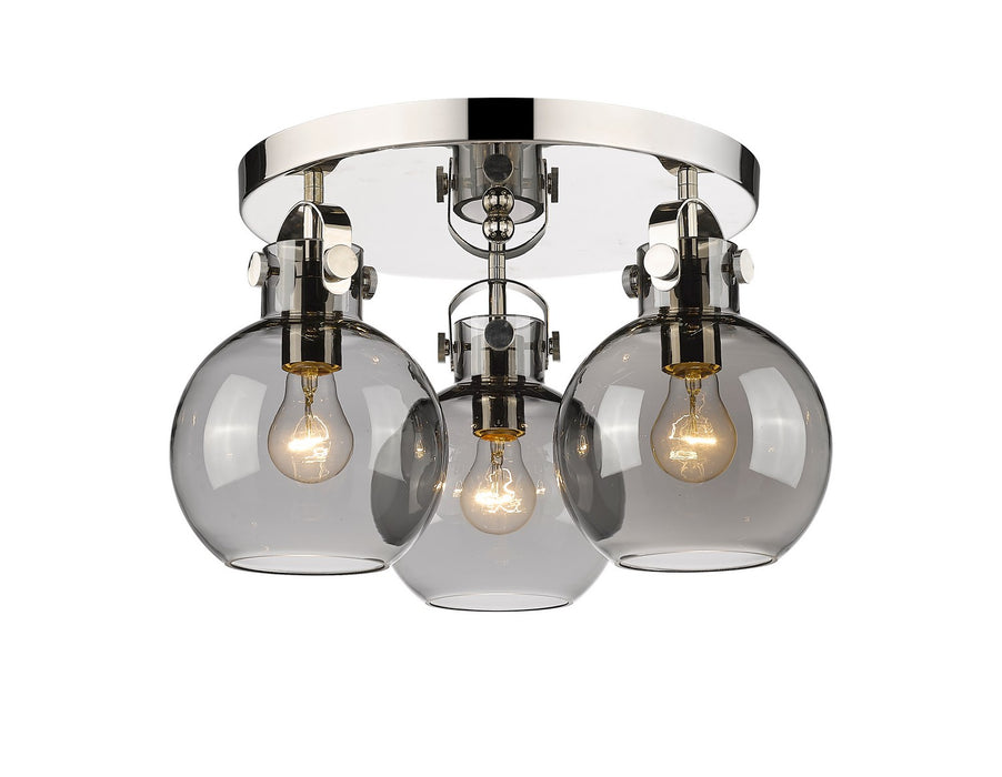 Innovations 410-3F-PN-G410-7SM Three Light Flush Mount, Polished Nickel
