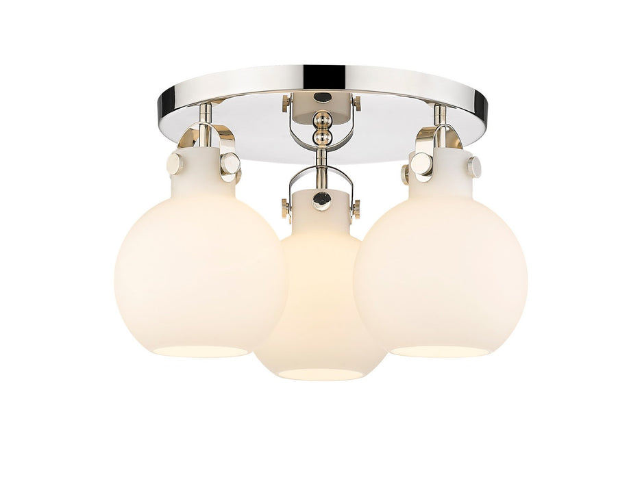 Innovations 410-3F-PN-G410-7WH Three Light Flush Mount, Polished Nickel