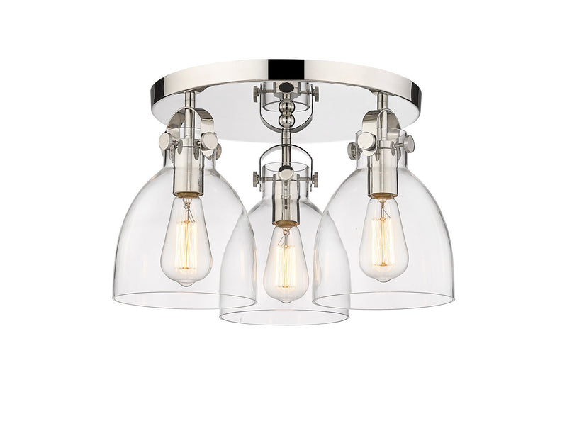Innovations 410-3F-PN-G412-7CL Three Light Flush Mount, Polished Nickel