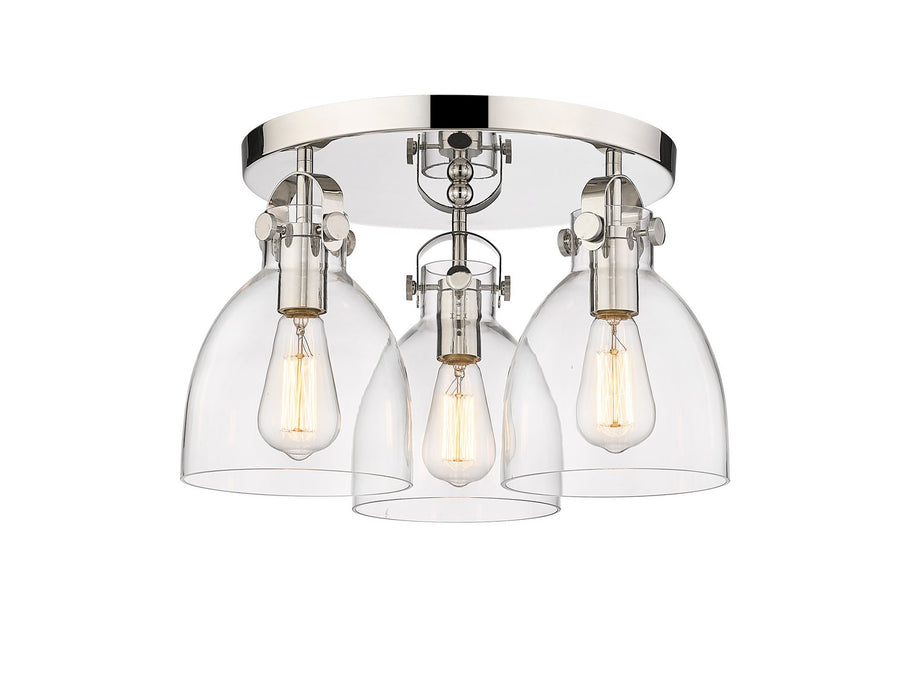 Innovations 410-3F-PN-G412-7CL Three Light Flush Mount, Polished Nickel