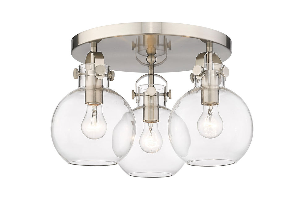 Innovations 410-3F-SN-G410-7CL Three Light Flush Mount, Satin Nickel