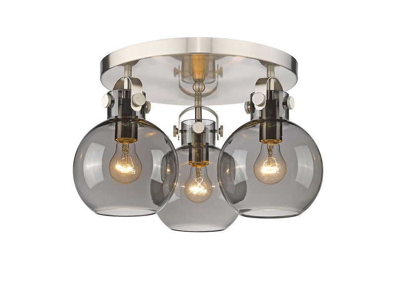 Innovations 410-3F-SN-G410-7SM Three Light Flush Mount, Satin Nickel