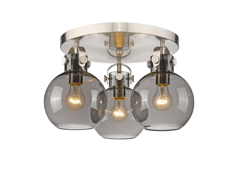 Innovations 410-3F-SN-G410-7SM Three Light Flush Mount, Satin Nickel